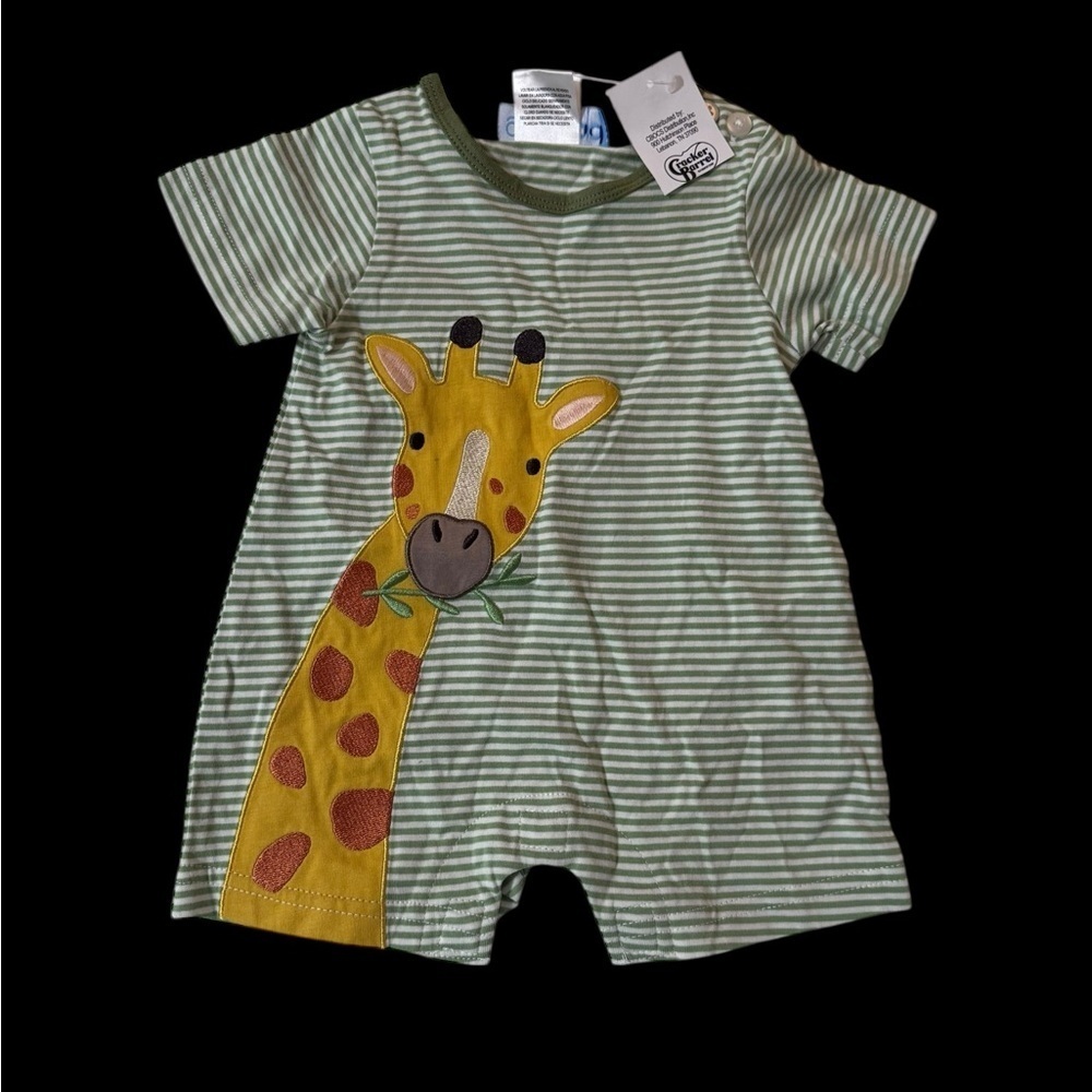 Good Lad Baby Striped Romper With giraffe Size 3M NWT k162
